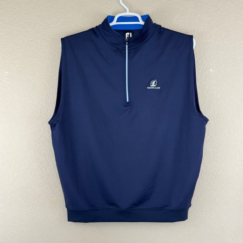 NEW Footjoy 1/4 Zip Vest Mens Large Navy Blue Pullover Banded Bottom Golf